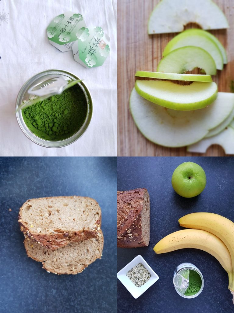 Ingredients for matcha french toast