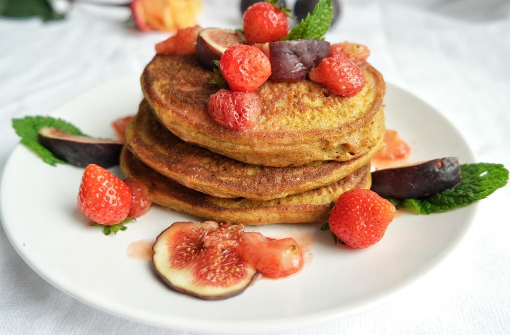 Pumpkin Pancakes with Berries and Fig