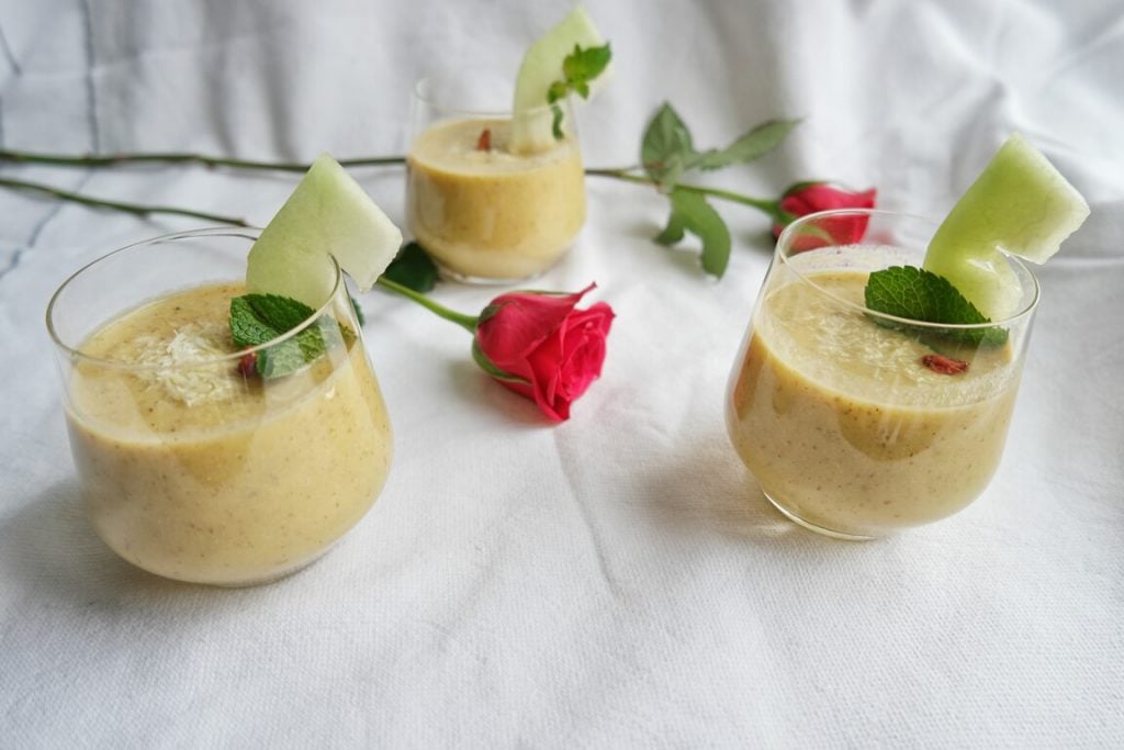 Creamy Melon Smoothie in short glasses