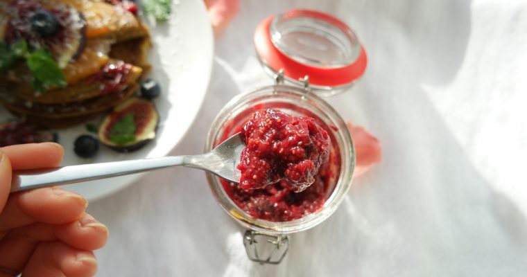 Home-made cranberry fig jam from fresh fruits